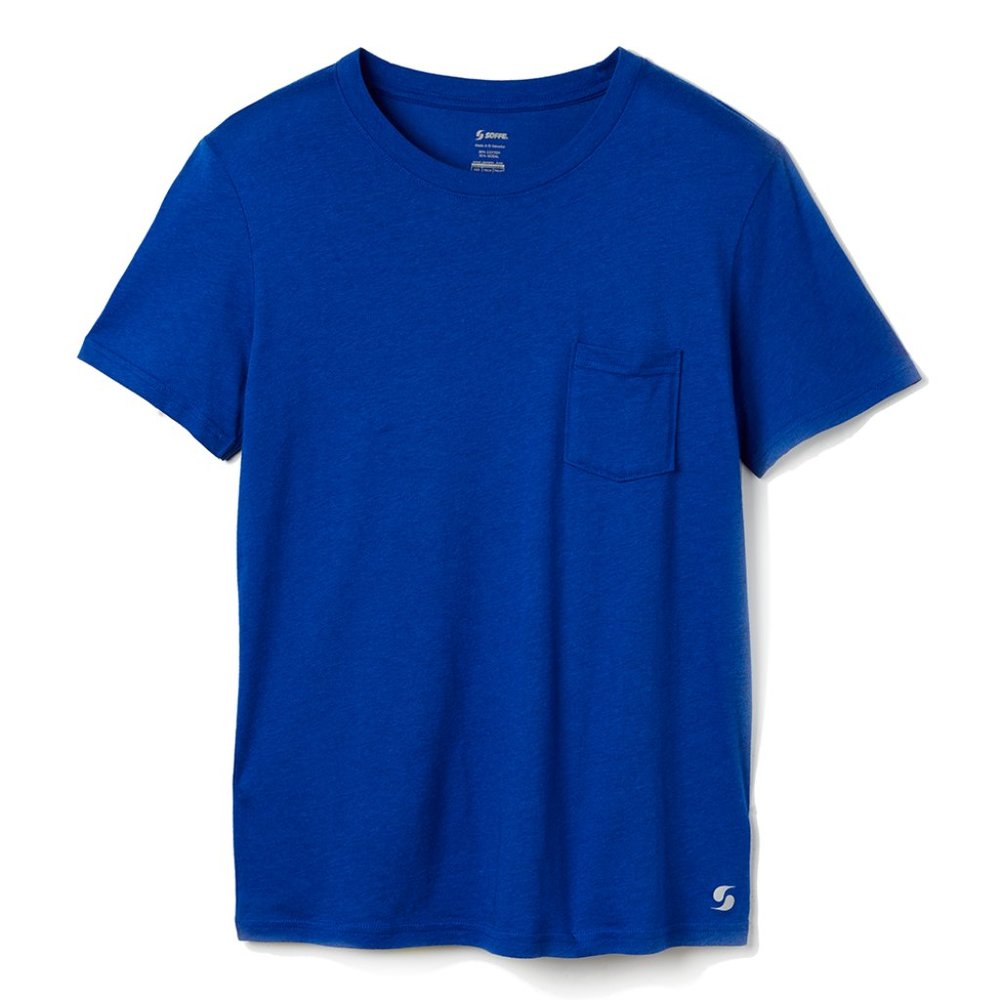 NWT Soffe Women's Boyfriend Pocket Tee Blue Sport Activewear Size S $20 F204